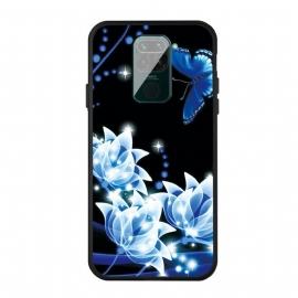 Θήκη Xiaomi Redmi Note 9 Πεταλούδα Και Μπλε Λουλούδια