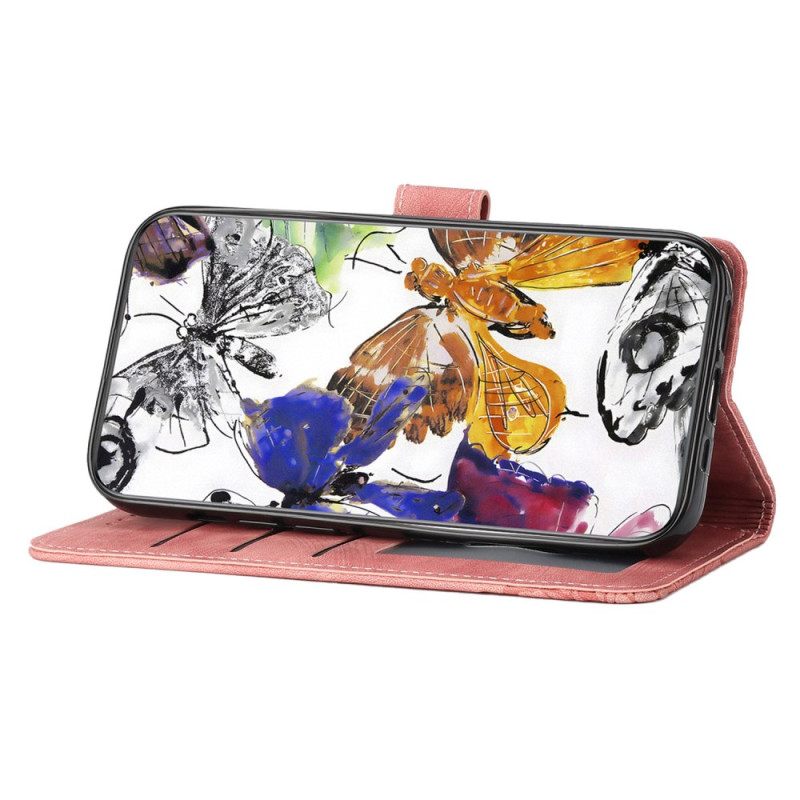 Δερματινη Θηκη Oneplus 13 Εφέ Σουέτ Πεταλούδας