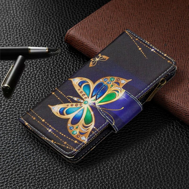 Κάλυμμα Oppo Find X2 Neo Royal Butterfly Τσέπη Με Φερμουάρ