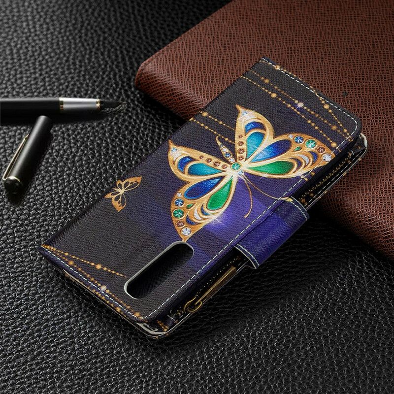 Κάλυμμα Oppo Find X2 Neo Royal Butterfly Τσέπη Με Φερμουάρ