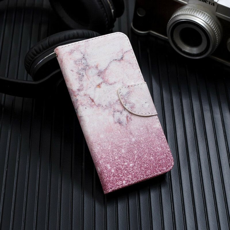 δερματινη θηκη Samsung Galaxy Note 20 Ultra με κορδονι Ροζ Μάρμαρο Με Αφαιρούμενο Λουρί