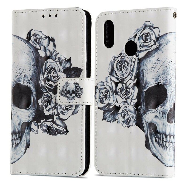 Θήκη Flip Huawei P20 Lite Flowery Skull 3d