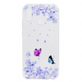 Θήκη Huawei P20 Lite Διαφανείς Πεταλούδες Και Λουλούδια