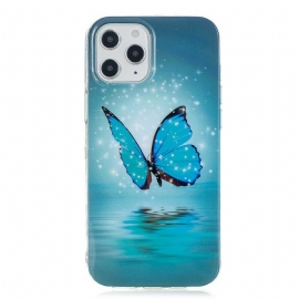 Θήκη iPhone 12 Pro Max Φθορίζουσα Μπλε Πεταλούδα