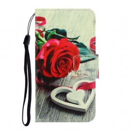 Κάλυμμα Huawei Y5p με κορδονι Ρομαντικό Τριαντάφυλλο Με Λουράκι