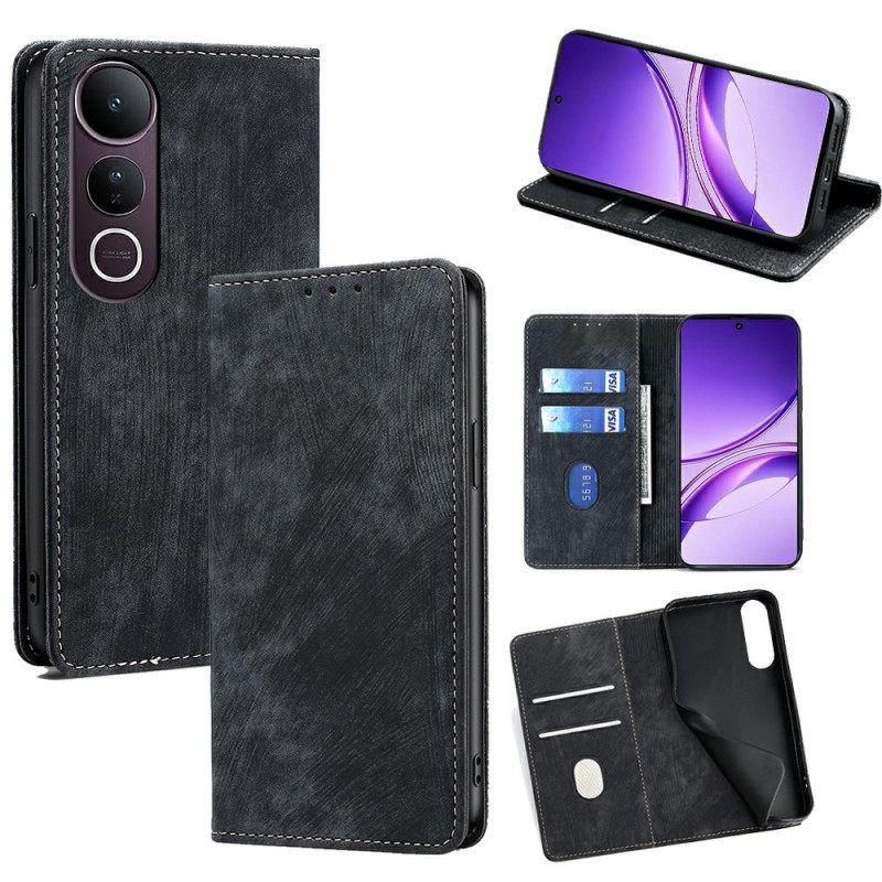 Δερματινη Θηκη Vivo V50 Lite 5g Εφέ Σουέτ Με Προστασία Rfid Σιλικόνης