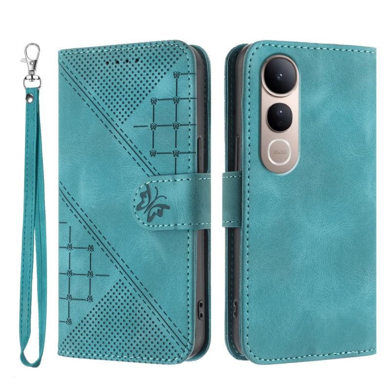 Δερματινη Θηκη Vivo V50 Lite 5g Γεωμετρικό Σχέδιο Με Λουράκι (geometric Print) Σιλικόνης