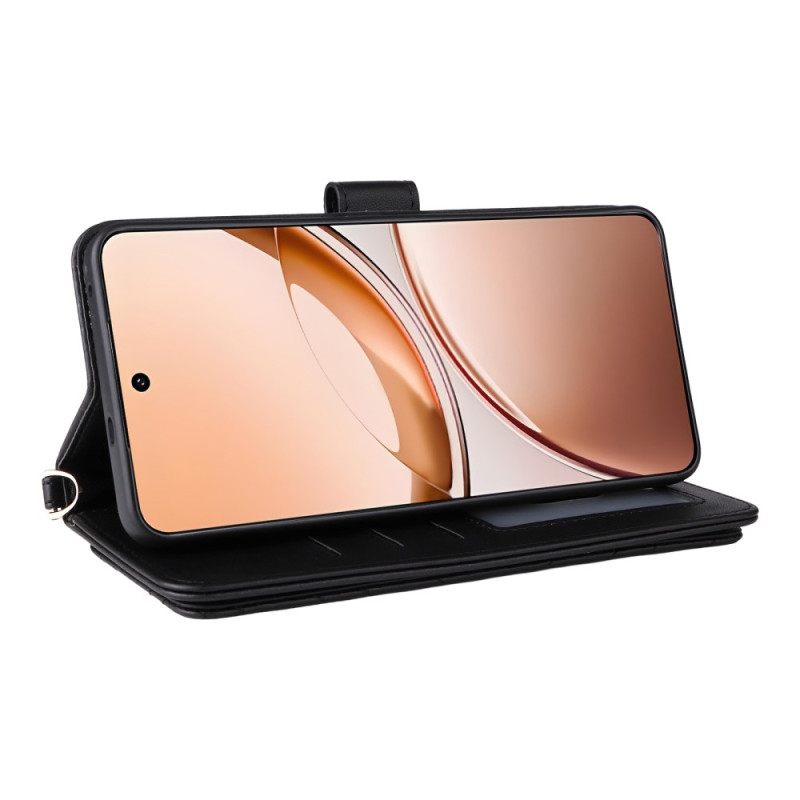 Δερματινη Θηκη Vivo V50 Lite 5g Καπιτονέ Με Κορδόνι Και Ιμάντα Ώμου