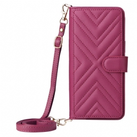 Δερματινη Θηκη Vivo V50 Lite 5g Καπιτονέ Με Λουράκι Ώμου Και Κορδόνι