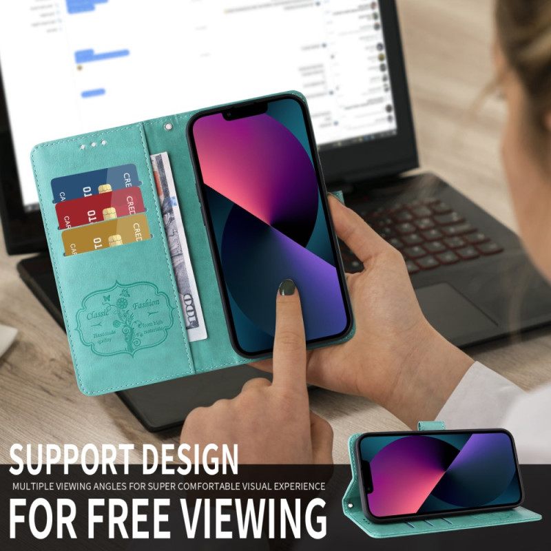 Δερματινη Θηκη Vivo V50 Lite 5g Λουλουδάτο Σχέδιο Με Πεταλούδες (floral Print) Σιλικόνης