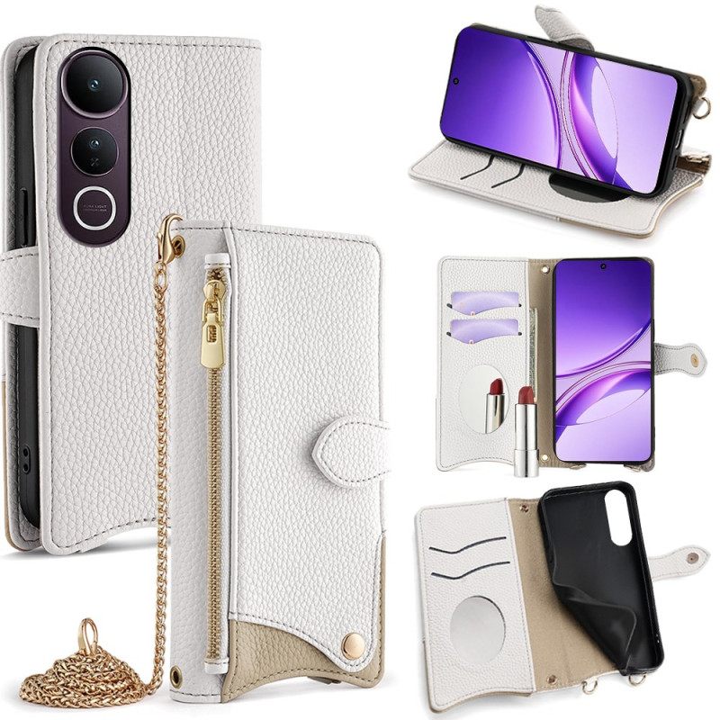 Vivo V50 Lite 5g Πορτοφόλι Ώμου Με Καθρέφτη Και Αλυσίδα