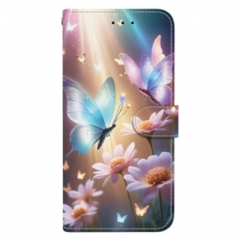 Δερμάτινη Θήκη Κινητού Oneplus Nord 5 Θήκες Κινητών Λουλουδάτη Πεταλούδα
