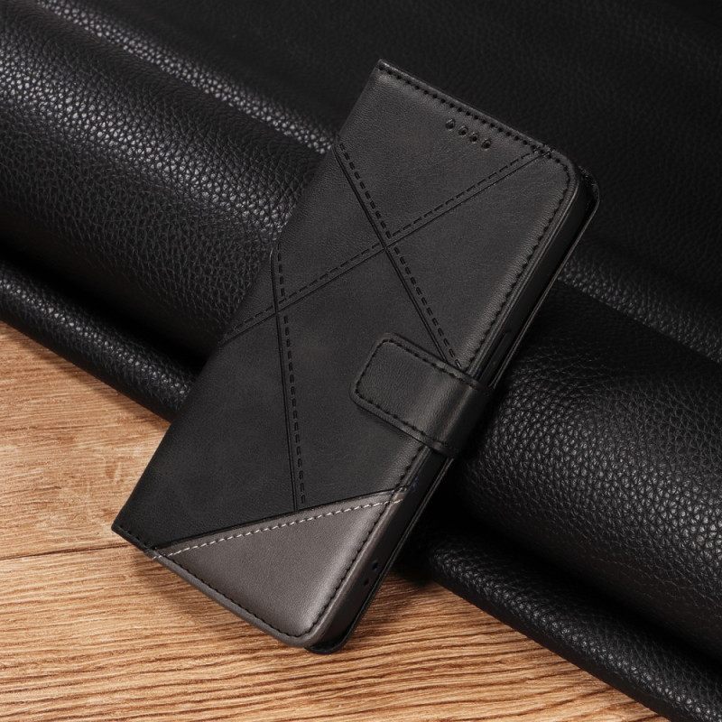 Δερματινη Θηκη Oneplus Nord 5 Δίχρωμο Γεωμετρικό Σιλικόνης