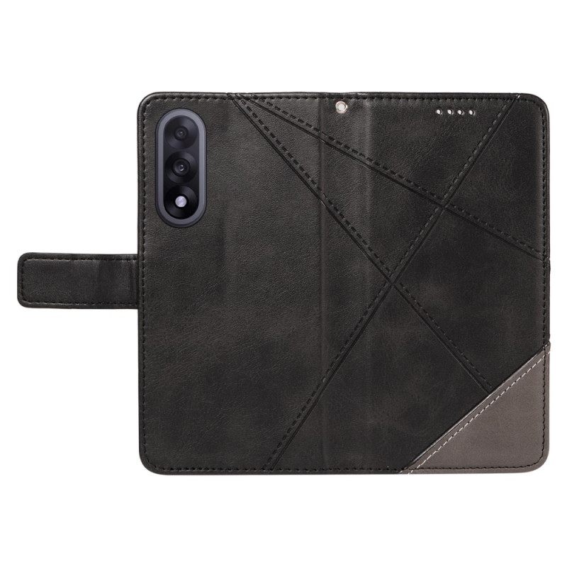 Δερματινη Θηκη Oneplus Nord 5 Δίχρωμο Γεωμετρικό Σιλικόνης