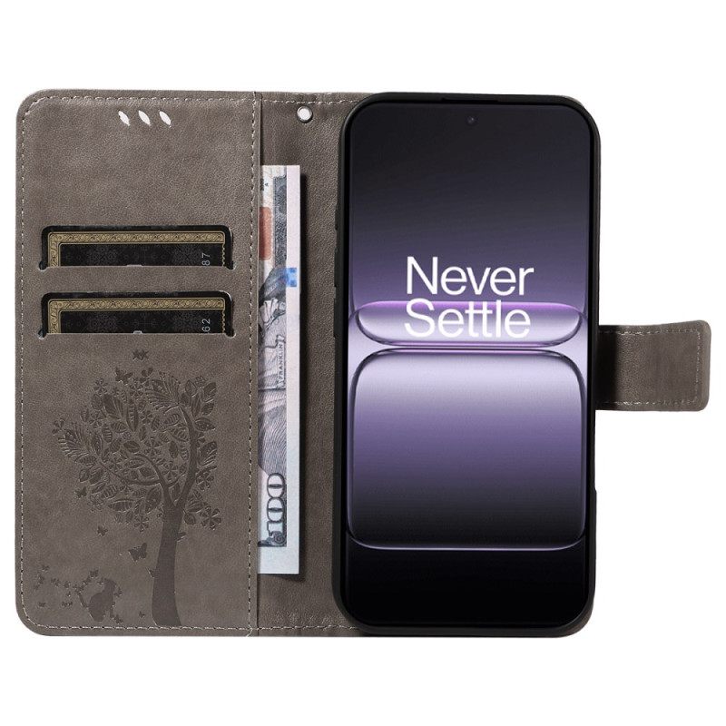 Δερματινη Θηκη Oneplus Nord 5 Γατόσπιτο Δέντρο Σιλικόνης