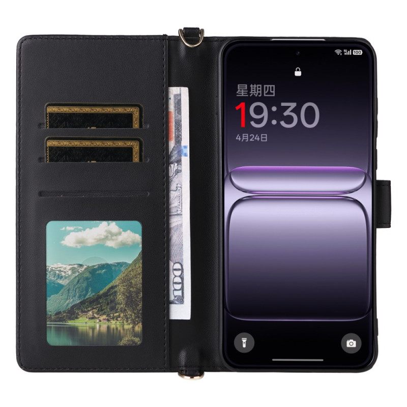 Δερματινη Θηκη Oneplus Nord 5 Καπιτονέ Με Ώμο Λουράκι Σιλικόνης