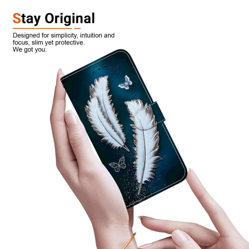 Δερματινη Θηκη Oneplus Nord 5 Λευκά Φτερά