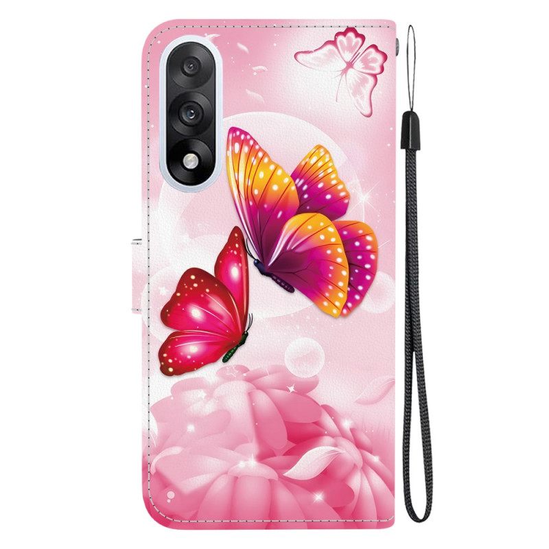 Δερματινη Θηκη Oneplus Nord 5 Ροζ Πεταλούδες