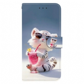Δερματινη Θηκη Oneplus Nord 5 Τίγρης Κινούμενος