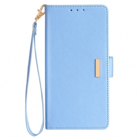 Δερματινη Θηκη Oneplus Nord 5 Χρυσό Κούμπωμα Και Κορδόνι