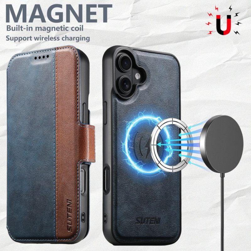 Δερματινη Θηκη iPhone 17 Δέρμα Magsafe Δίχρωμο Με Υφή