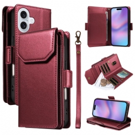 Δερματινη Θηκη iPhone 17 Πολλαπλές Υποδοχές Καρτών Και Λουράκι Καρπού