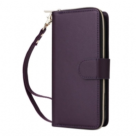 Δερματινη Θηκη iPhone 17 Πορτοφόλι Με 9 Θέσεις Κάρτας Και Κορδόνι