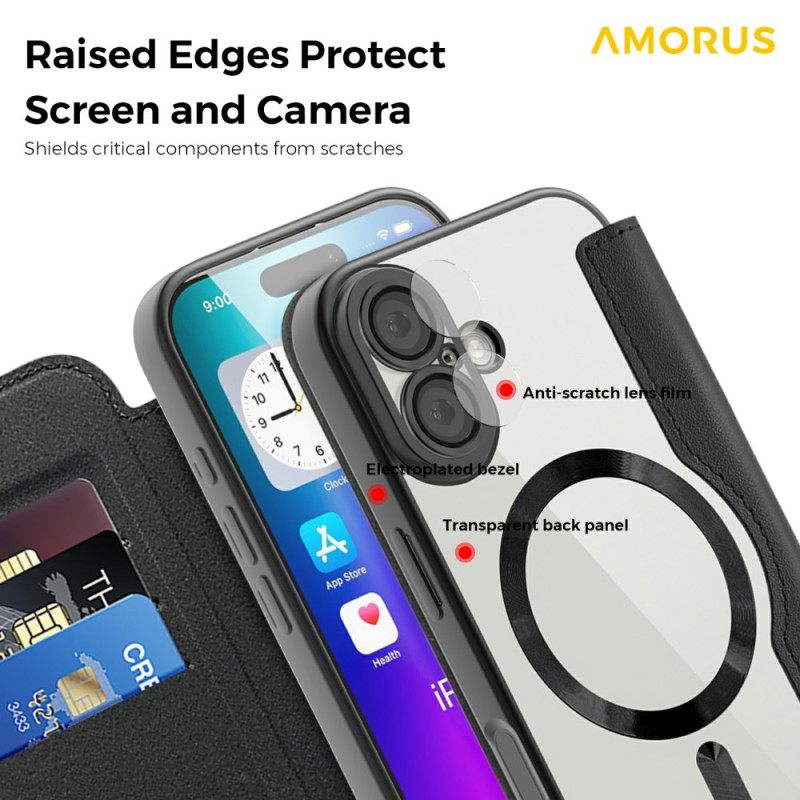 Δερματινη Θηκη iPhone 17 Συμβατό Με Magsafe Με Θήκη Κάρτας Rfid