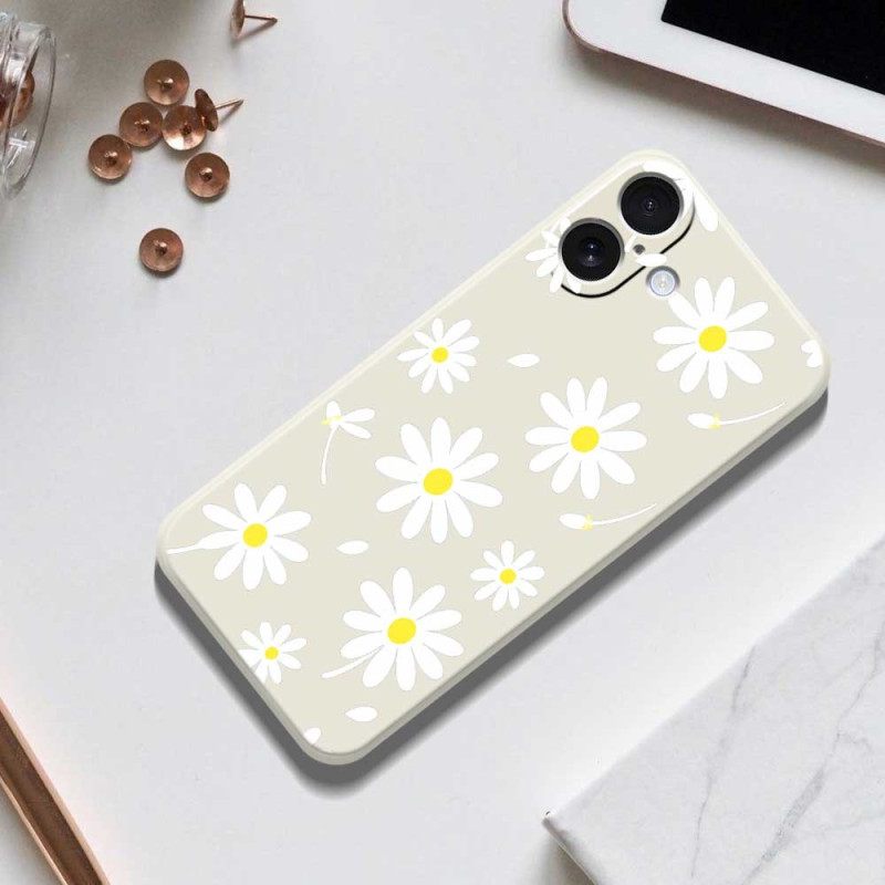 Κάλυμμα iPhone 17 Μαργαρίτες Υγρής Σιλικόνης