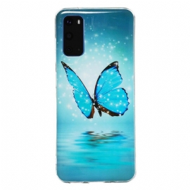 θηκη κινητου Samsung Galaxy S20 Φθορίζουσα Μπλε Πεταλούδα