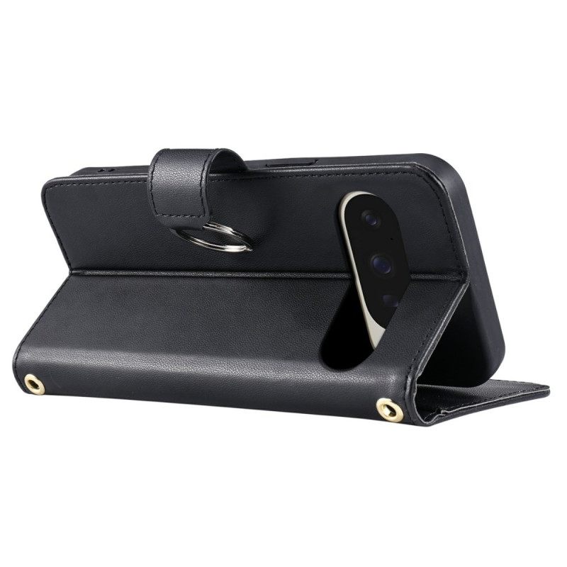 Δερματινη Θηκη Google Pixel 10 Pro Xl Καπιτονέ Και Δαχτυλίδι Σιλικόνης