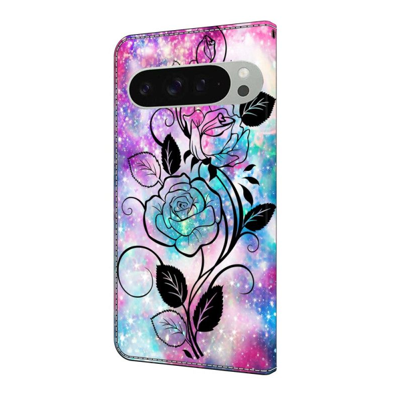 Δερματινη Θηκη Google Pixel 10 Pro Xl Ροζ Και Μπλε Μοτίβο