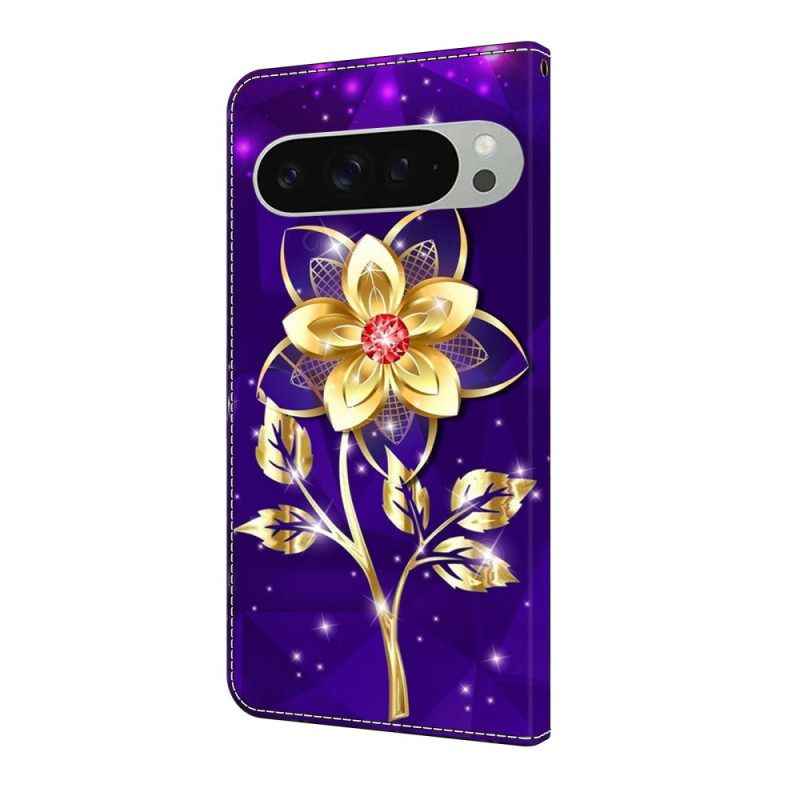 Δερματινη Θηκη Google Pixel 10 Pro Xl Χρυσό Λουλούδι Σιλικόνης