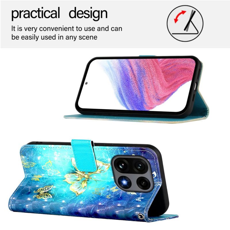 Δερματινη Θηκη Oneplus 15 Χρυσές Πεταλούδες