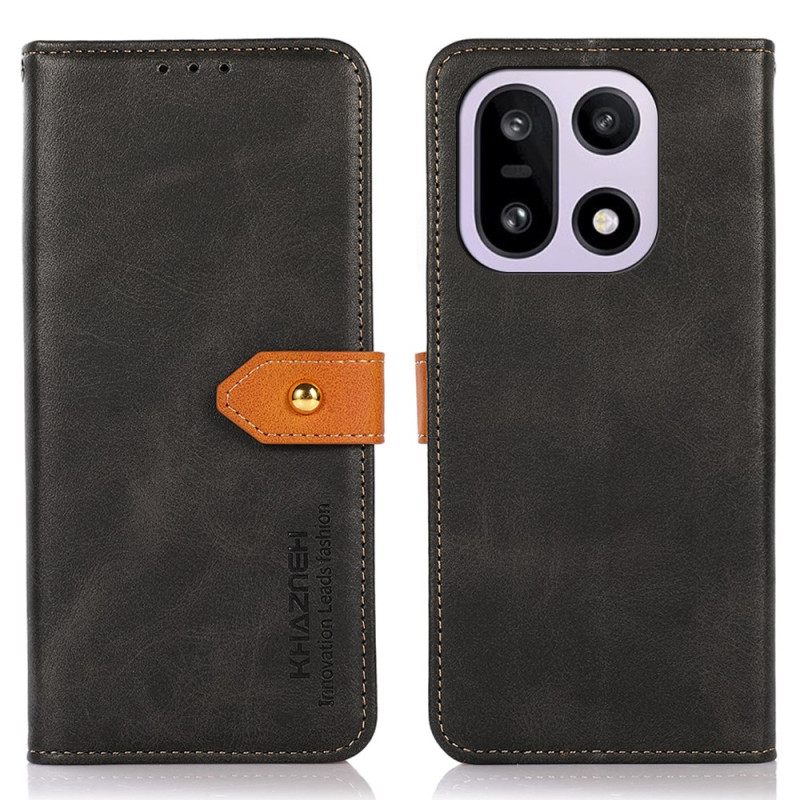 Δερματινη Θηκη Oneplus 15 Χρυσό Κούμπωμα Khazneh Σιλικόνης