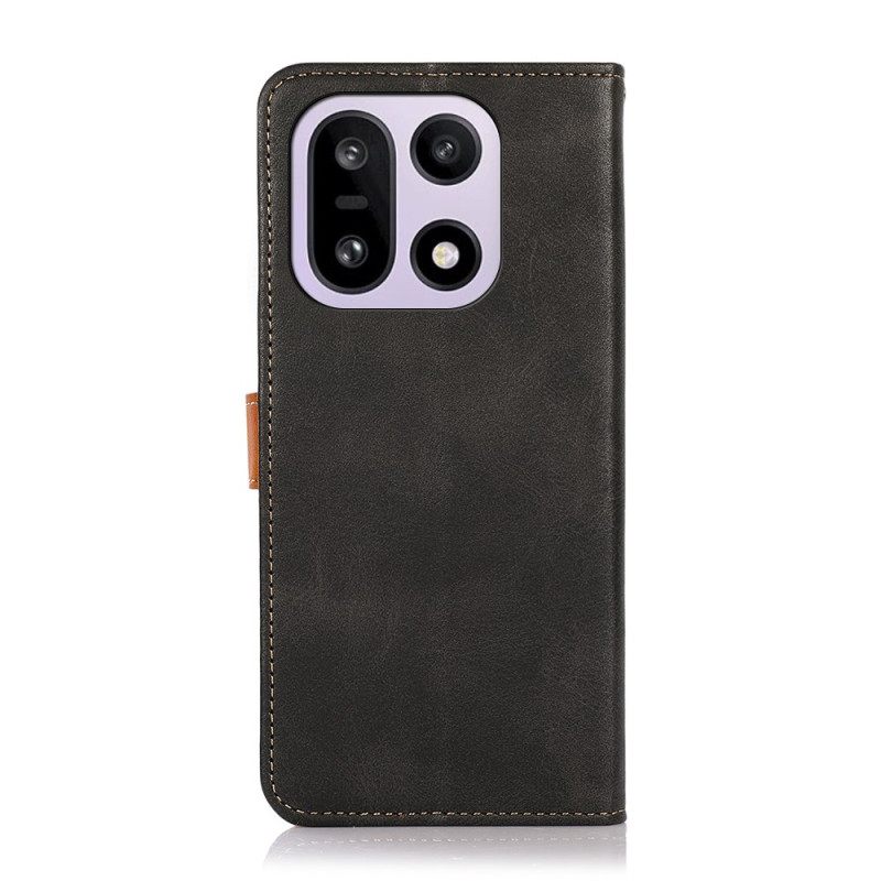 Δερματινη Θηκη Oneplus 15 Χρυσό Κούμπωμα Khazneh Σιλικόνης