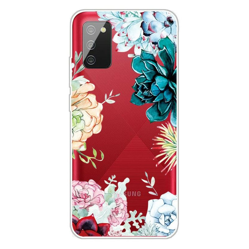 Θήκη Samsung Galaxy A02s Άνευ Ραφής Λουλούδια Ακουαρέλας