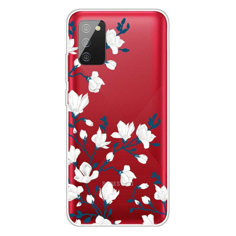 Θήκη Samsung Galaxy A02s Λευκά Λουλούδια