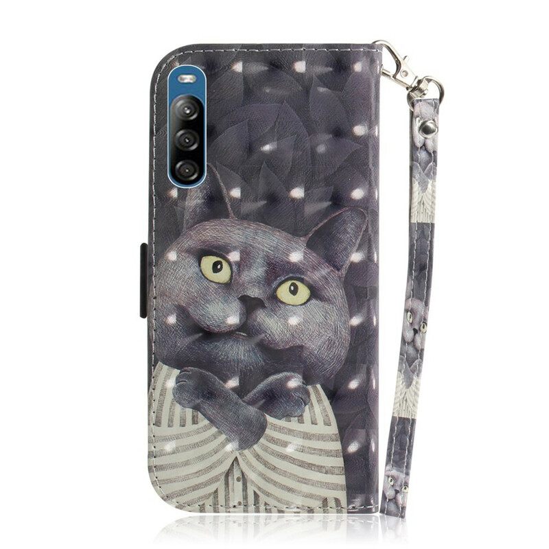 Κάλυμμα Sony Xperia L4 με κορδονι Γκρι Strappy Cat