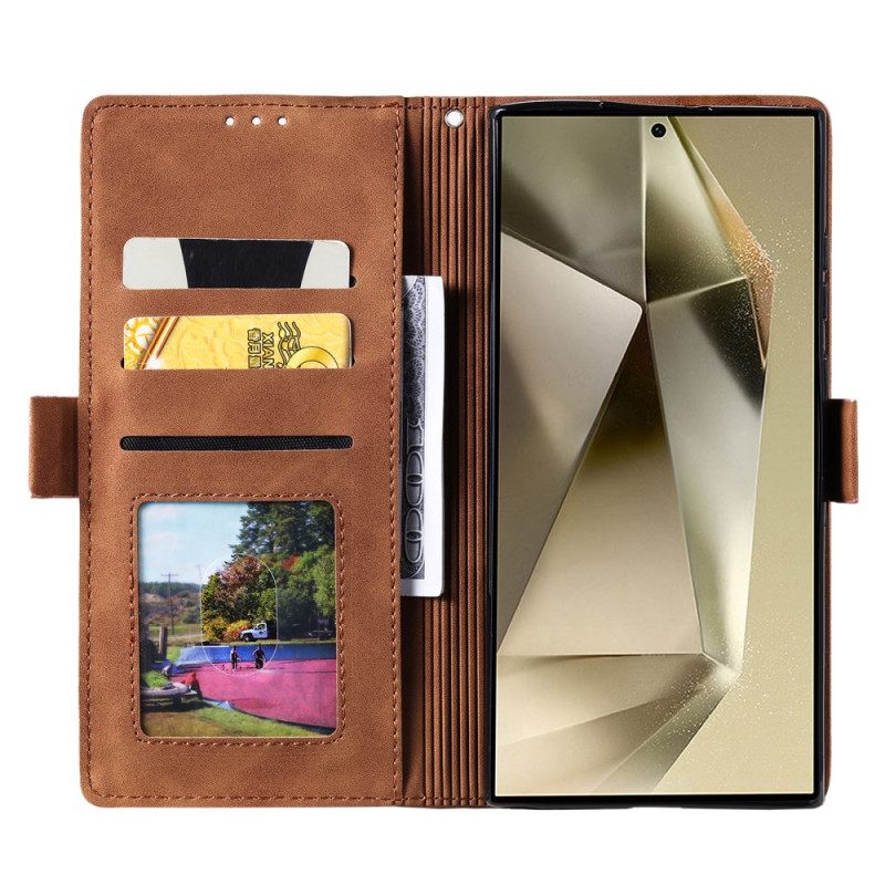 Δερματινη Θηκη Samsung Galaxy S25 Ultra 5g Δίχρωμο Πορτοφόλι Rfid Με Εφέ Σουέτ