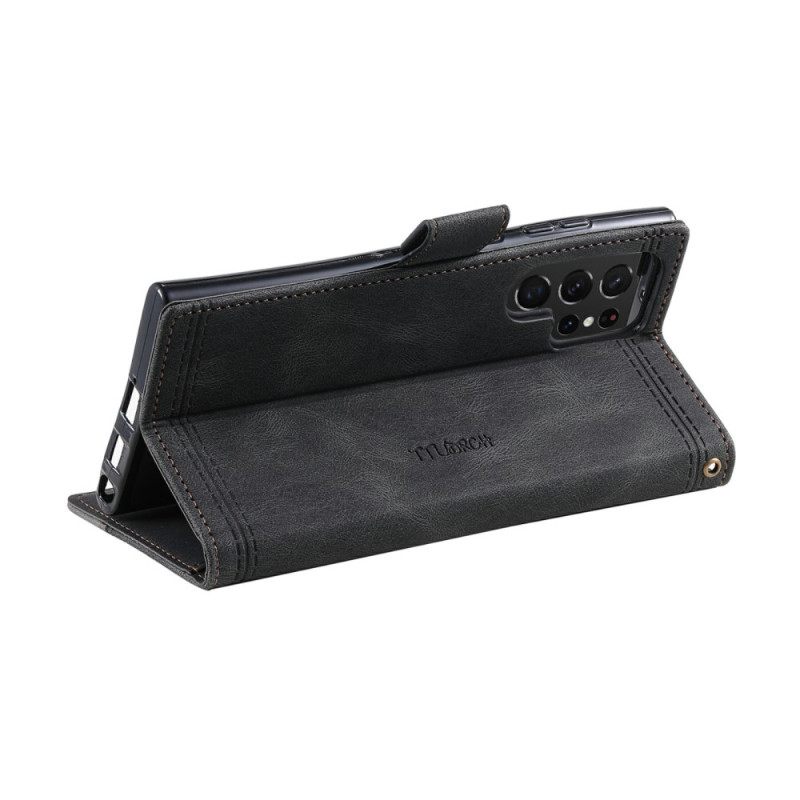 Δερματινη Θηκη Samsung Galaxy S25 Ultra 5g Δίχρωμο Πορτοφόλι Rfid Σε Στιλ Σουέτ Με Λουράκι