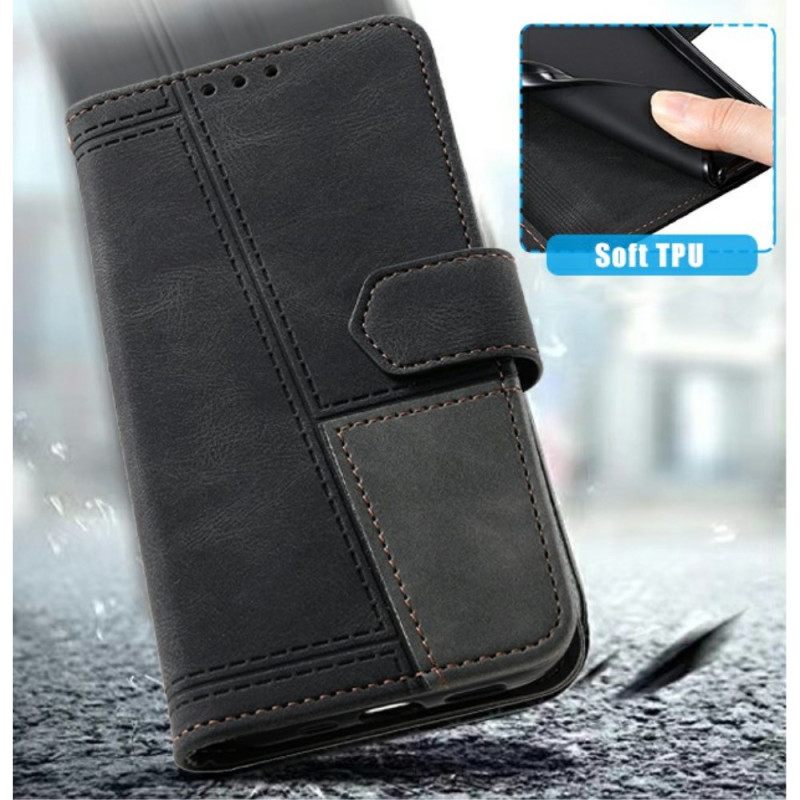 Δερματινη Θηκη Samsung Galaxy S25 Ultra 5g Δίχρωμο Πορτοφόλι Rfid Σε Στιλ Σουέτ Με Λουράκι