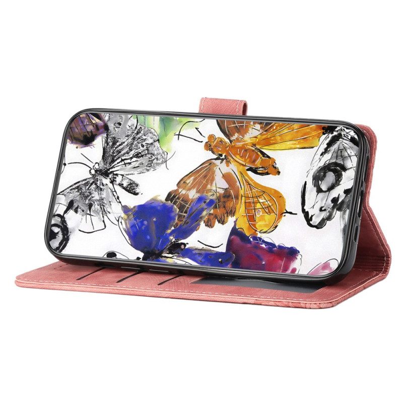 Δερματινη Θηκη Samsung Galaxy S25 Ultra 5g Πεταλούδες Με Εφέ Σουέτ