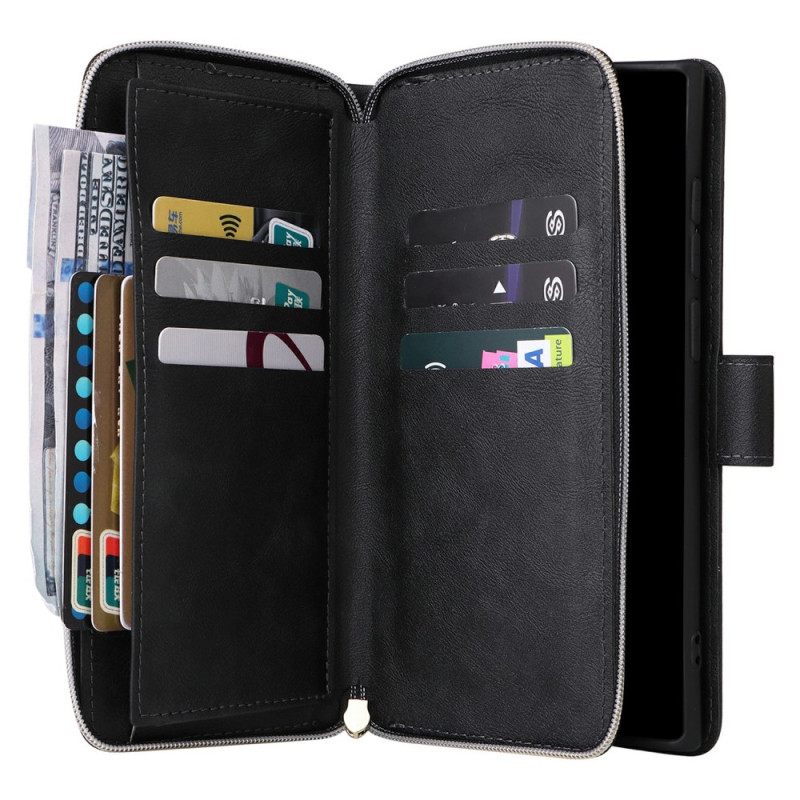 Δερματινη Θηκη Samsung Galaxy S25 Ultra 5g Τσάντα Με Φερμουάρ Και Λουράκι Σιλικόνης