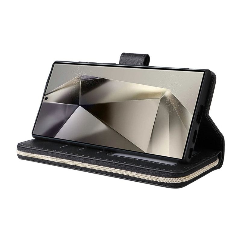 Δερματινη Θηκη Samsung Galaxy S25 Ultra 5g Τσάντα Με Φερμουάρ Και Λουράκι Σιλικόνης