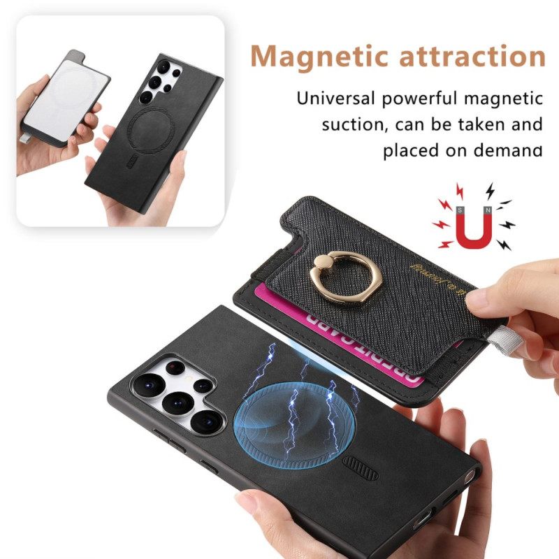 Κάλυμμα Samsung Galaxy S25 Ultra 5g Αποσπώμενη Θήκη Καρτών Σε Στυλ Σουέτ