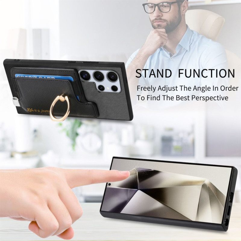 Κάλυμμα Samsung Galaxy S25 Ultra 5g Αποσπώμενη Θήκη Καρτών Σε Στυλ Σουέτ