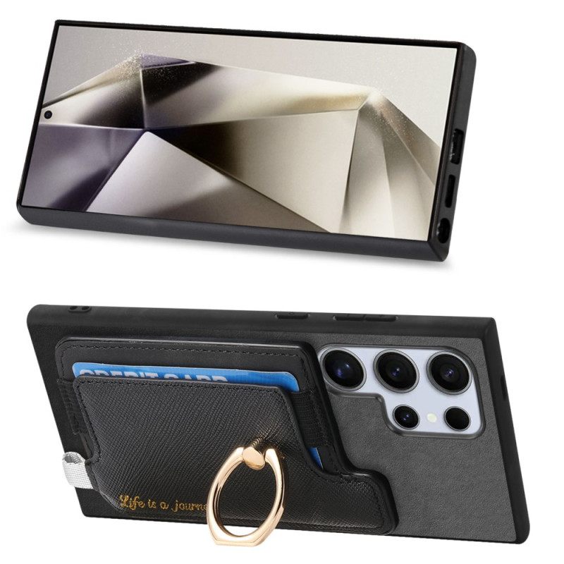 Κάλυμμα Samsung Galaxy S25 Ultra 5g Αποσπώμενη Θήκη Καρτών Σε Στυλ Σουέτ