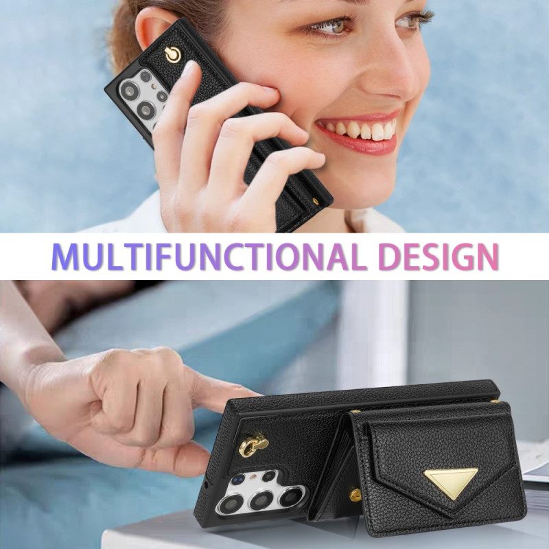 Κάλυμμα Samsung Galaxy S25 Ultra 5g Δερμάτινο Εφέ Με Θήκη Καρτών Και Λουράκι