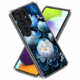 Κάλυμμα Samsung Galaxy S25 Ultra 5g Λευκή Παιώνια Σιλικόνης